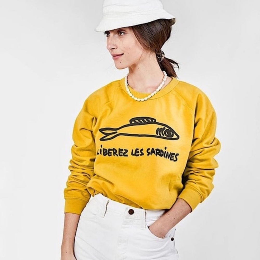 Clare V Libérez Les Sardines sweatshirt yellow